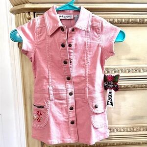 NWT SELF ESTEEM 3T Little Girls corduroy dress with snaps and zipper pocket